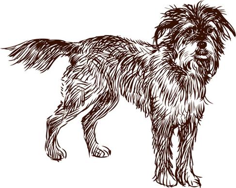 hand drawn dog art vector