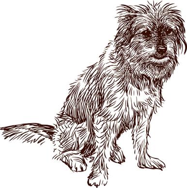 hand drawn dog art vector
