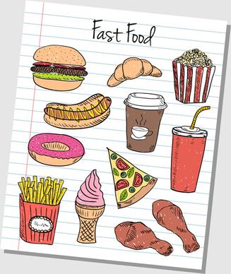 hand drawn fast food elements