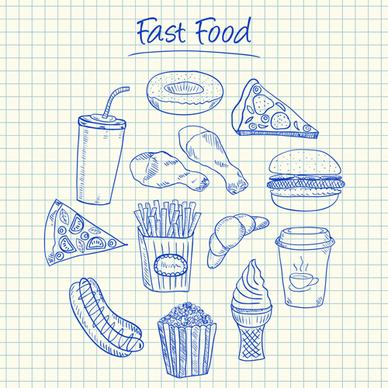 hand drawn fast food elements