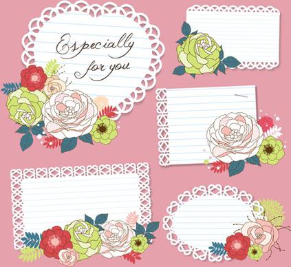 hand drawn floral cards art design vector