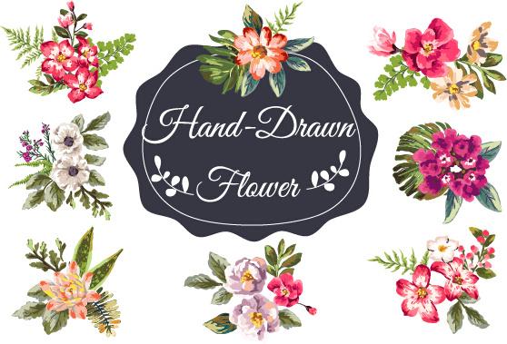 hand drawn flower vintage vector
