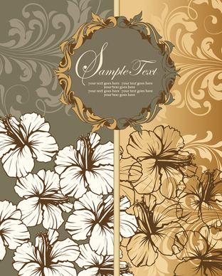 hand drawn flower with floral vector cards