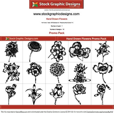 hand drawn flowers free pack