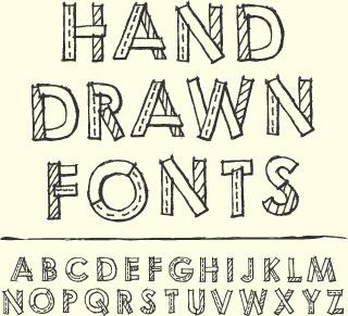 hand drawn fonts creative vector