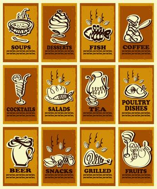 hand drawn food poster retro vector