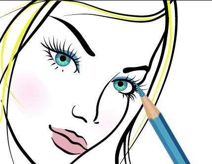 hand drawn girl makeup vector