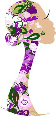 hand drawn girls with flowers vector