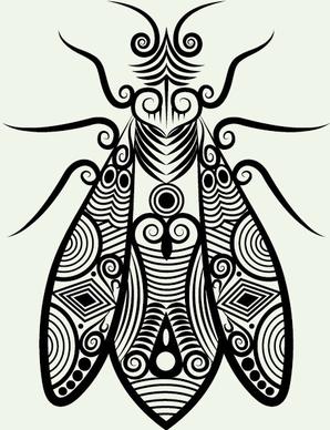 hand drawn housefly decoration pattern vector