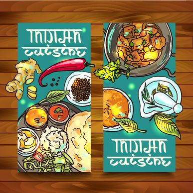hand drawn indian food elements vector