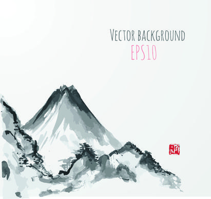 hand drawn mountain scenery vector background