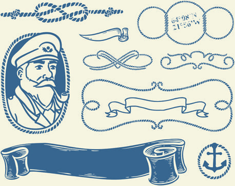 hand drawn nautical elements vector