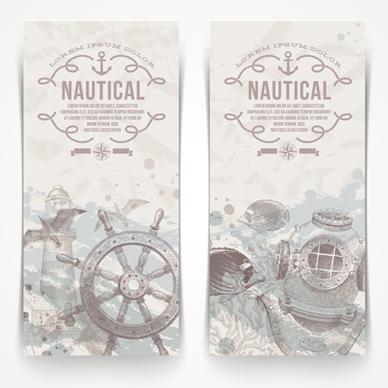 hand drawn nautical objects vector