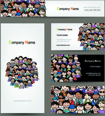 hand drawn people business card vector