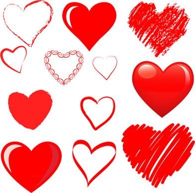 hand drawn red heart vector graphics