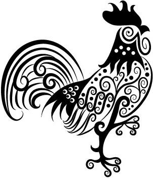 hand drawn rooster decoration pattern vector