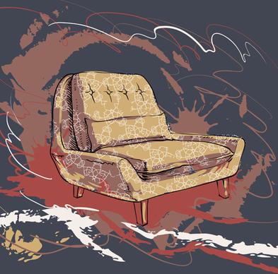 hand drawn sofa armchairs vector graphics
