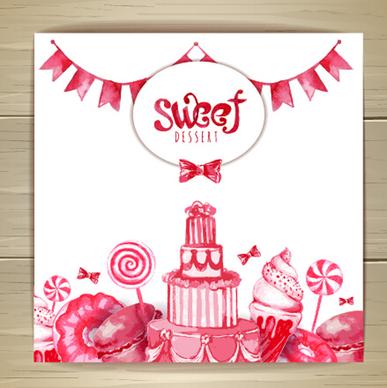 hand drawn sweet with cake vector background