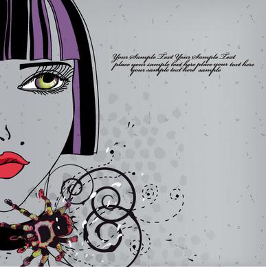 hand drawn woman with fashion art background vector