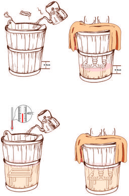 hand drawn wooden bucket vector graphic