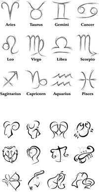 hand drawn zodiac logos creative vector
