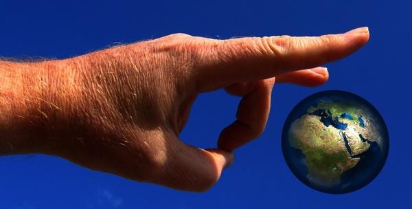 hand globe world