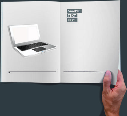 hand opened blank book design vector