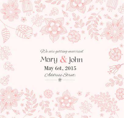 hand painted floral wedding invitation poster vector