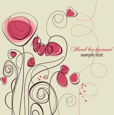 hand painted of romantic floral background vector