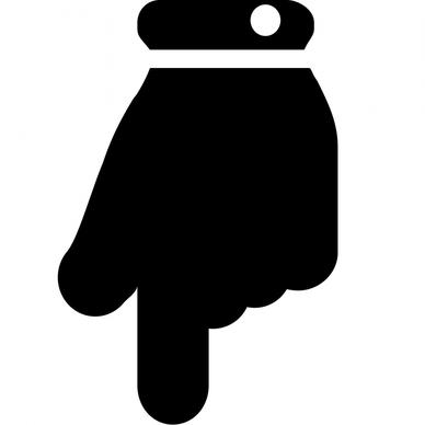 hand point down flat silhouette icon