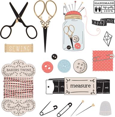 hand sewing design elements vector