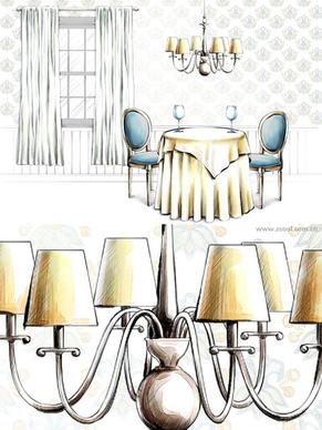 handdrawn style interior decoration psd layered images 28