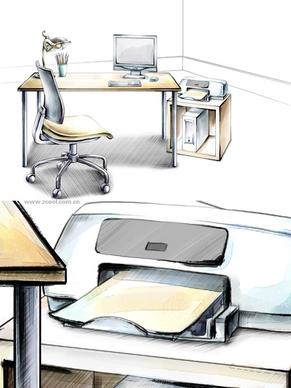 handdrawn style interior decoration psd layered images 34