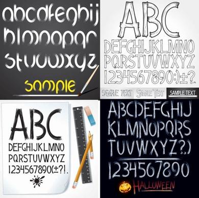 handdrawn style of the english alphabet vector