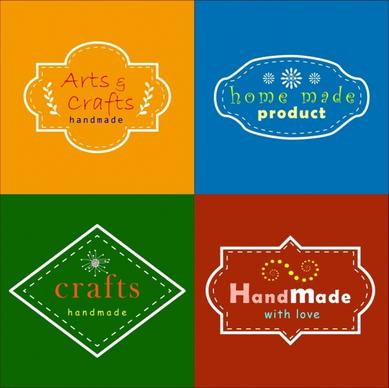 handmade logo sets various shapes classical style