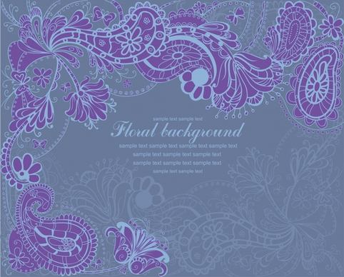 floral background retro petals pattern violet decor