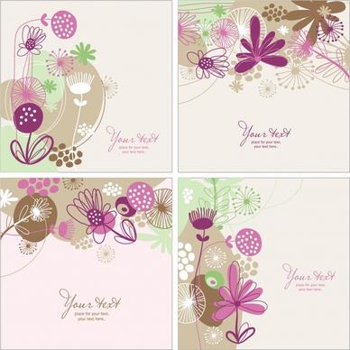 flowers background templates colored classical flat sketch