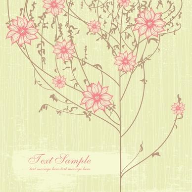 spring background blooming flowers tree sketch classical design