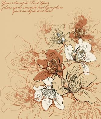 flower background classic handdrawn petals sketch