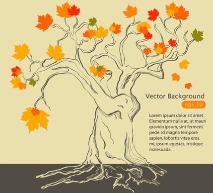 handpainted maple leaf background 01 vector