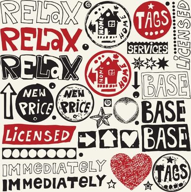 message templates collection retro handdrawn flat sketch