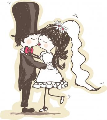 wedding background kissing couple handdrawn sketch classical design