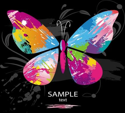 butterfly background colorful grunge design watercolor decor
