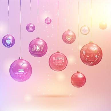 hanging baubles on sparkle christmas background