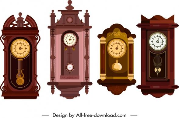 hanging clock icons colored elegant classical decor