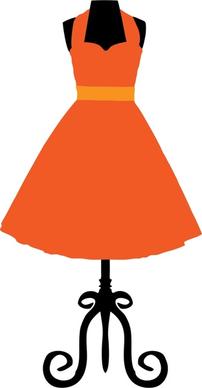 hanging orange vintage dress realistic vector illustration