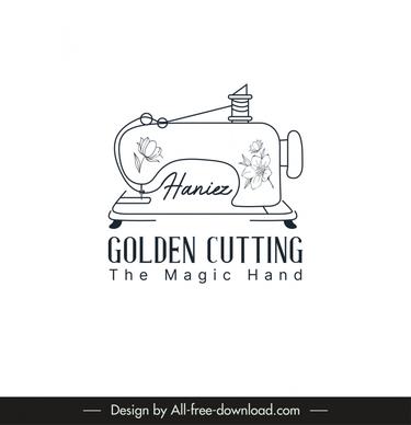 haniez golden cutting seamstress logo flat handdrawn classic
