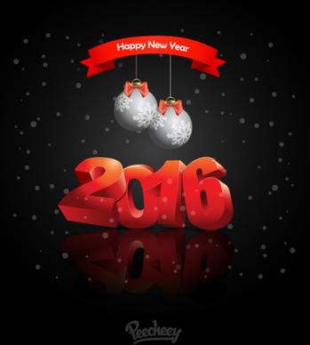 happy 2016 new year greeting card