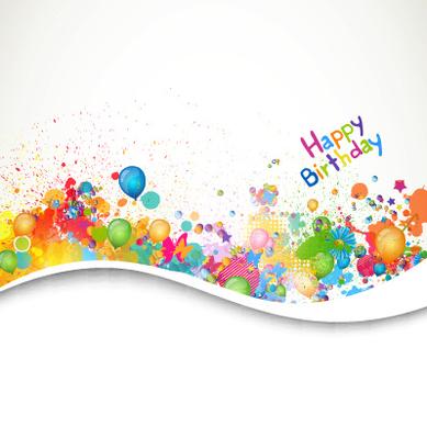happy birthday balloon grunge background vector graphics