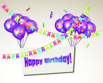 happy birthday colored balloons background